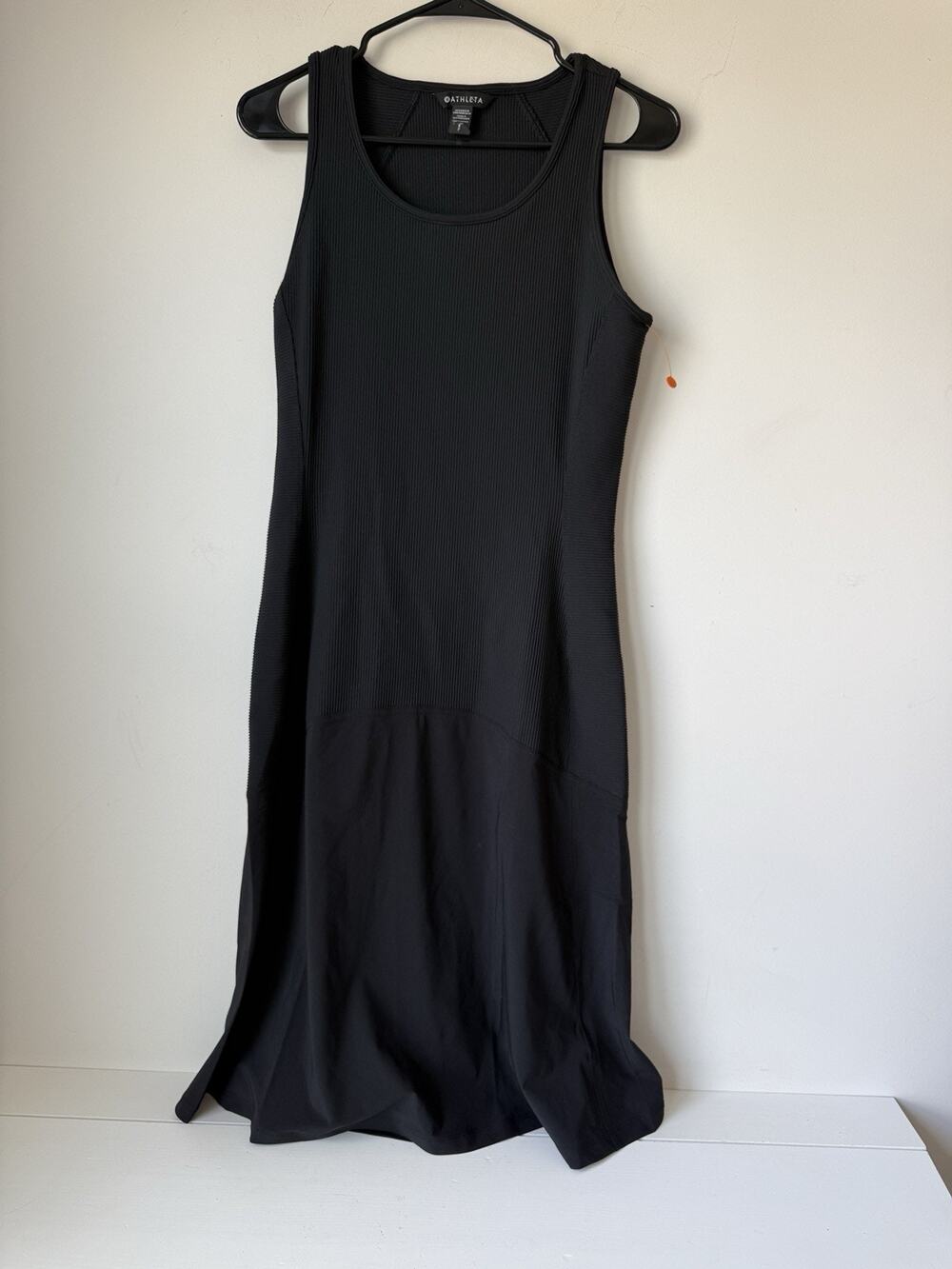 Athleta Womens Black Ribbed Maxi Dress High Neck Modal Stretch Size S